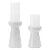 Melrose International Modern Marble Candle Holder (set Of 2) - White, Grey