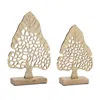Melrose International Modern Metal Leaf Tree On Wood Base (set Of 2) - Gold