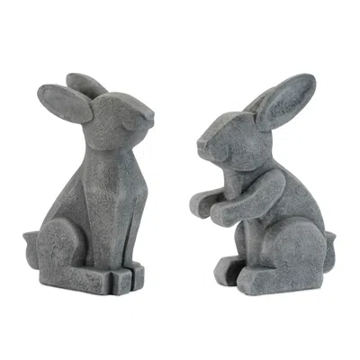 Melrose International Modern Sitting Bunny Figurine (set Of 6) - Gray