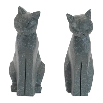 Melrose International Modern Sitting Cat Statue (set Of 4) - Gray