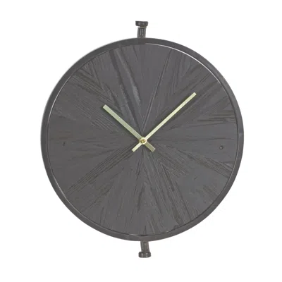 Melrose International Modern Wood Wall Clock With Suspended Stand 16.25"d - Black