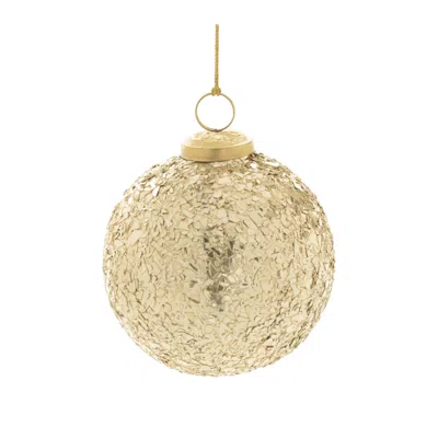 Melrose International Mosaic Glass Ball Ornament (set Of 4) - Gold