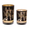 Melrose International Mossy Oak Deer Candle Holder (set Of 2) - Black, Gold