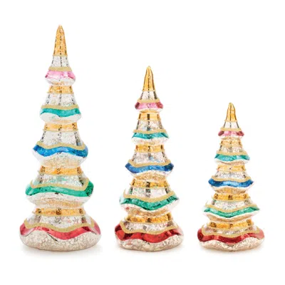 Melrose International Multicolor Mercury Glass Pine Tree (set Of 3) - Gold, Red, Green, Blue
