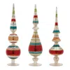 Melrose International Multicolor Striped Glass Finial (set Of 3) - Red, Gold, Blue In Multi