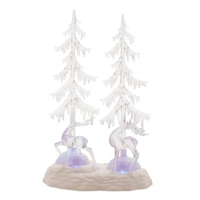 Melrose International Multicolored Led Deer And Trees 15"h - Clear