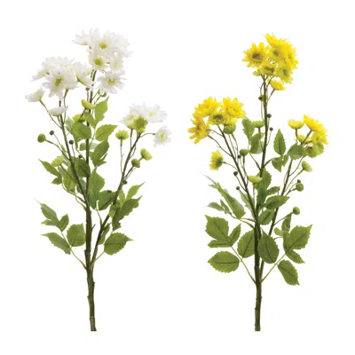 Melrose International Mum Spray (set Of 12) - Green, Yellow, White