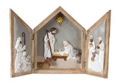 Melrose International Nativity Arch Box With Tri Fold Design 16"l - Brown; Grey; White