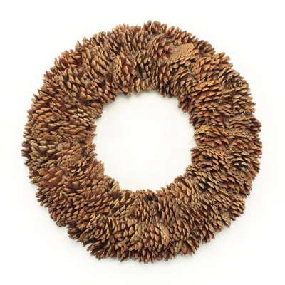 Melrose International Natural Pinecone Wreath 18"d - Gold