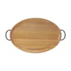 Melrose International Natural Wood Tray With Handles 27.5"l - Brown, Black