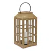 Melrose International Natural Wooden Lantern With Glass Hurricane - Black, Brown