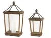 Melrose International Natural Wooden Lantern With Open Top (set Of 2) - Brown, Grey