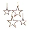Melrose International Natural Wooden Star Ornament With Jute Hanger (set Of 4) - Brown