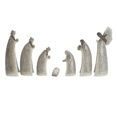 Melrose International Nesting Mini Nativity Figures (set Of 7) - Beige, Gold