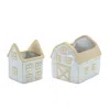 Melrose International Neutral Porcelain House And Barn Planter (set Of 2) - Beige, White