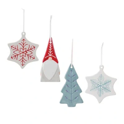 Melrose International No Pattern Holiday Shaped Ornament In Blue;white;red