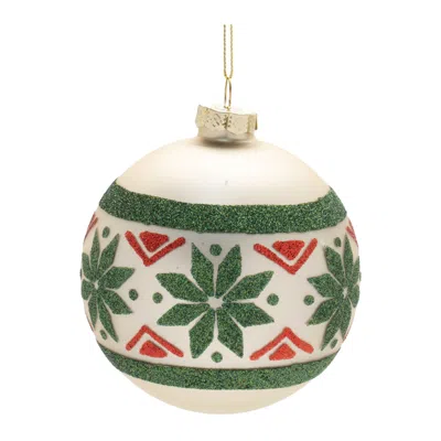 Melrose International Nordic Glass Ball Ornament (set Of 6) - Green, Red
