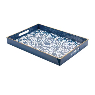 Melrose International North Star Print Tray 15.75"l - Blue, White