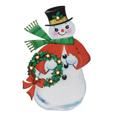 Melrose International Nostalgic Snowman Led Display 24"h - White, Red, Green