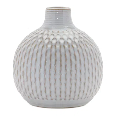 Melrose International Notched Ceramic Bottle Vase (set Of 4) - Gray