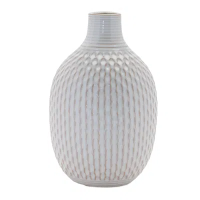 Melrose International Notched Ceramic Bottle Vase (set Of 4) - Gray