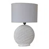 Melrose International Notched Ceramic Table Lamp 18"h - White, Grey In White