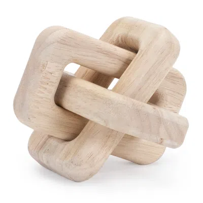 Melrose International Oak Wood Square Link Decor (set Of 3) - Beige