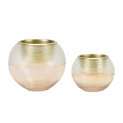 Melrose International Ombre Glass Votive Candle Holder (set Of 2) - Gold
