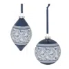 Melrose International Ornate Bird Print Ornament (set Of 6) - Blue, White