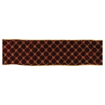 Melrose International Ornate Diamond Pattern Wired Ribbon (set Of 2) - Red, Gold