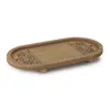 Melrose International Ornate Wood Tray (set Of 2) - Brown
