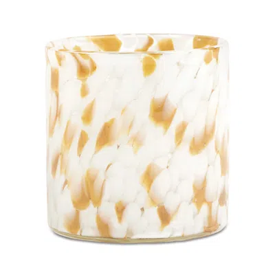Melrose International Painted Glass Votive Holder (set Of 2) - Orange