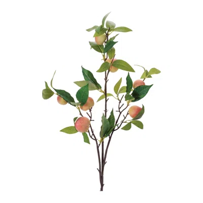 Melrose International Peach Fruit Foliage Branch (set Of 6) - Pink, Green