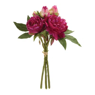 Melrose International Peony Floral Bundle (set Of 2) - Red, Green