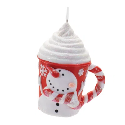 Melrose International Peppermint Snowman Mug Ornament (set Of 12) - Red, White