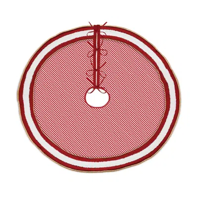 Melrose International Peppermint Striped Tree Skirt 48"d - Red, White