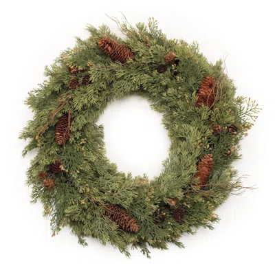 Melrose International Pine And Pinecone Wreath 22"d - Green, Brown