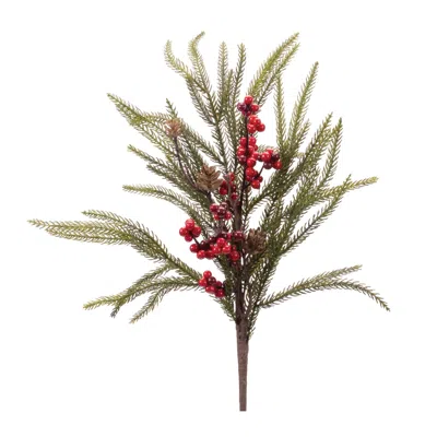Melrose International Pine Berry And Pinecone Spray (set Of 6) - Red, Green