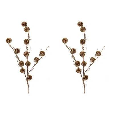 Melrose International Pine Cone Twig Stems In Gold