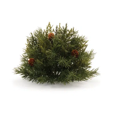 Melrose International Pine Half Orb With Pinecones (set Of 2) - Green, Brown