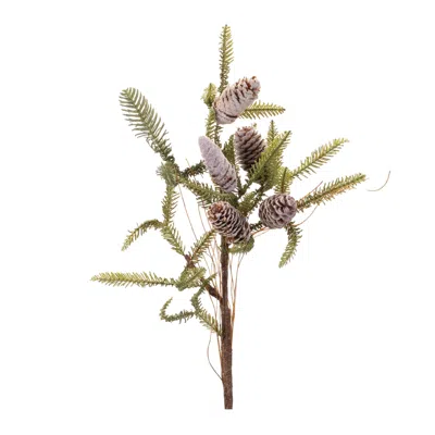 Melrose International Pine Twig And Pinecone Spray (set Of 6) - Pink, Brown