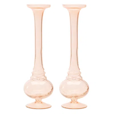 Melrose International Pink Glass Stem Vase (set Of 2) - Pink