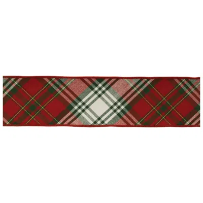 Melrose International Plaid Pattern Wired Ribbon 4" X 5 Yds. - Red, Green