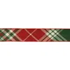 Melrose International Plaid Pattern Wired Ribbon 4" X 5 Yds. - Red, Green