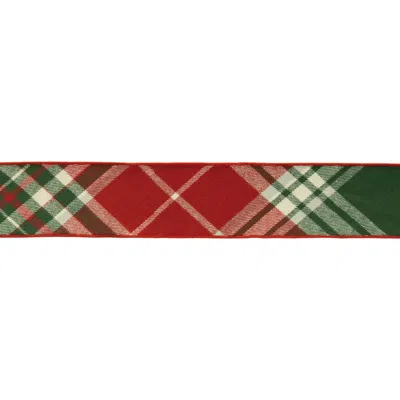 Melrose International Plaid Pattern Wired Ribbon 4" X 5 Yds. - Red, Green