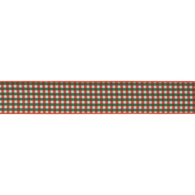 Melrose International Plaid Wired Ribbon 4" X 5 Yds - Red, Green, Beige