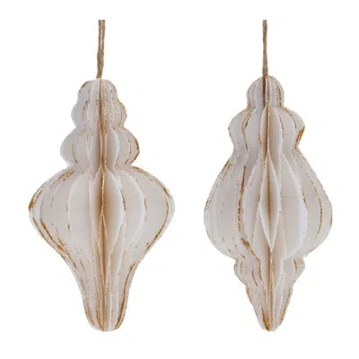 Melrose International Pleated Paper Holiday Ornament (set Of 24) In White,gold