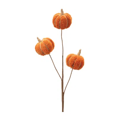 Melrose International Plush Fall Pumpkin Spray (set Of 2) - Orange, Brown