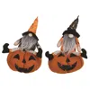 Melrose International Plush Halloween Gnome With Jack O Lantern (set Of 2) - Orange; Black