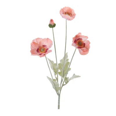 Melrose International Poppy Floral Spray (set Of 6) - Pink, Green